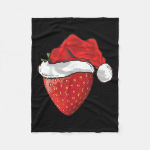 Strawberry Lover Gift Santa Hat Strawberry Christm Fleece Blanket