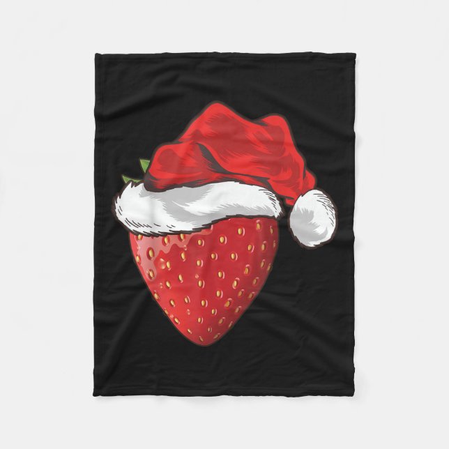 Strawberry Lover Gift Santa Hat Strawberry Christm Fleece Blanket (Front)