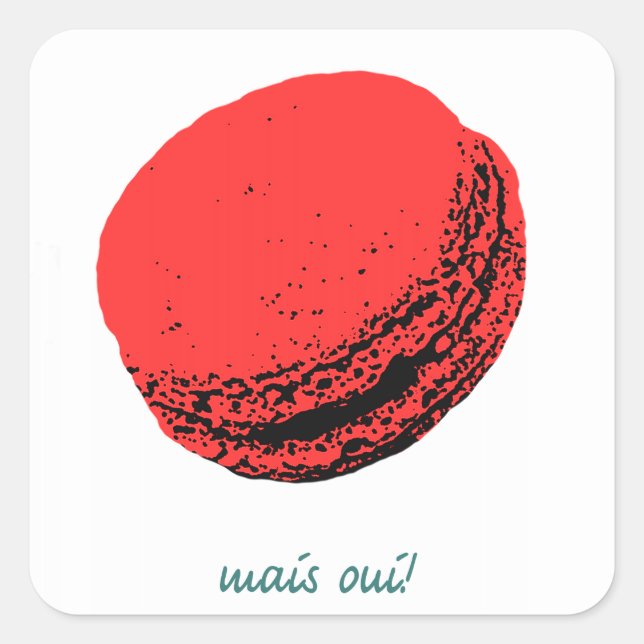 strawberry macaroon square sticker (Front)