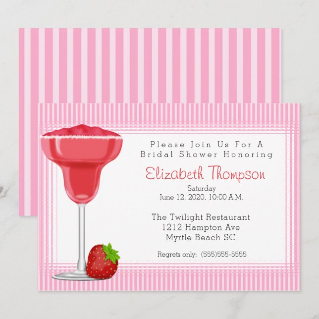 Strawberry Margarita Bridal Shower Invitation (Front/Back)