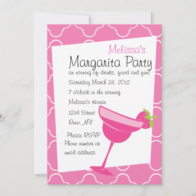 Strawberry Margarita Party Invitation (Front)