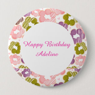 Strawberry,Matcha,Chocolate And Ube Mochi Doughnut 10 Cm Round Badge