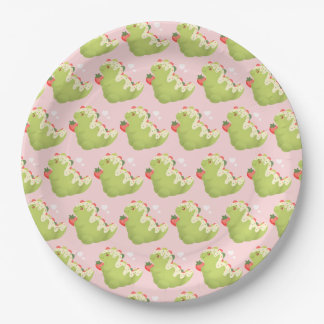 Strawberry Matcha Dinosaur  Paper Plate