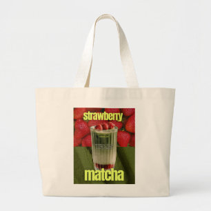 Strawberry Matcha Latte Poster – Trendy Cafe Drink Large Tote Bag