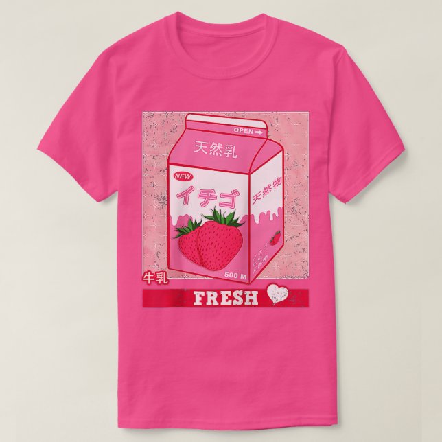 Strawberry Milk 90s Japanese Kawaii Strawberry Mil T-Shirt (Design Front)