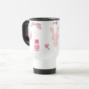 Strawberry Milk Bunny Cute Pastel Pink Travel Mug