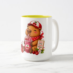 Strawberry Milk Capybara Cute Kawaii Capybara Dr Two-Tone Coffee Mug