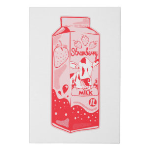 Strawberry Milk Carton Faux Canvas Print