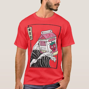 Strawberry Milk Carton Japan Kanagawa Wave Kawaii T-Shirt