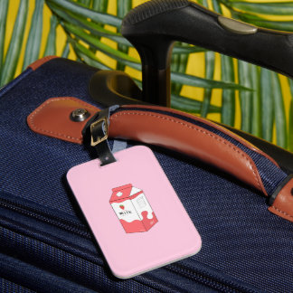 Strawberry Milk Carton Luggage Tag