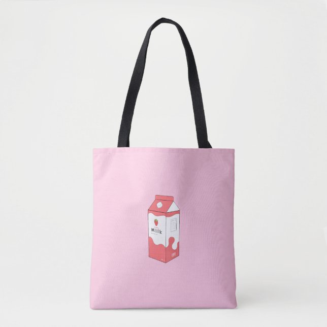 Strawberry Milk Carton Tote Bag (Front)