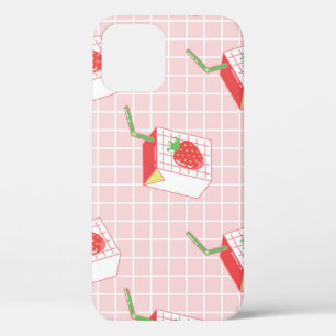 Strawberry Milk Cartoons: Playful Patterns iPhone 12 Case