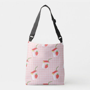 Strawberry Milk Cartoons: Playful Patterns Crossbody Bag