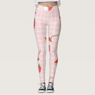 Strawberry Milk Cartoons: Playful Patterns Leggings