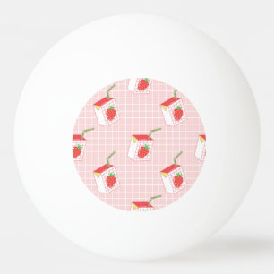 Strawberry Milk Cartoons: Playful Patterns Ping Pong Ball