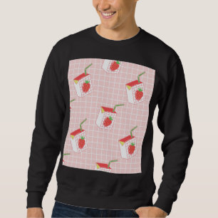 Strawberry Milk Cartoons: Playful Patterns Sweatshirt