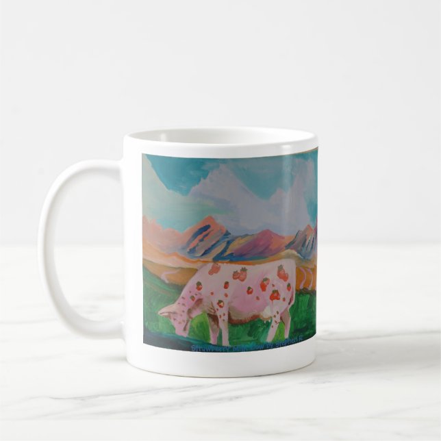 Strawberry Milk Cow by Stephen R. Coffee Mug (Left)