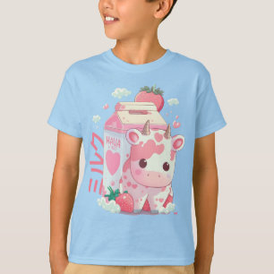 Strawberry Milk Cow Carton Cute Kawaii Japanese T-Shirt