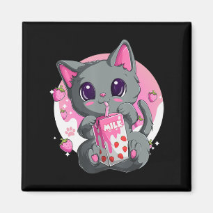 Strawberry Milk  For Women Girls Kawaii Anime Cat  Magnet
