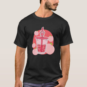 Strawberry Milk Groovy Carton Cat Paws T-Shirt