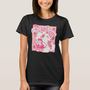 Strawberry Milk Japanese Cat T-Shirt