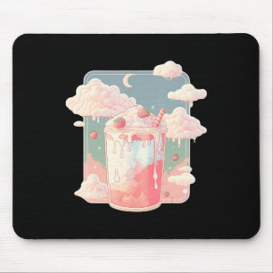 Strawberry Milk Milkshake Kawaii Lofi Cute Pastel  Mouse Mat