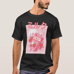 Strawberry Milk Shake Carton Pink Japanese Retro T-Shirt