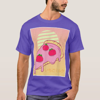 Strawberry Milk Shake Pizza Retro 90s Vaporwave T-Shirt