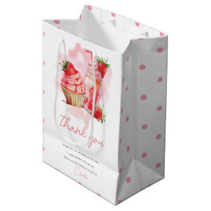 Strawberry Milkshake Birthday Personalised Photo Medium Gift Bag