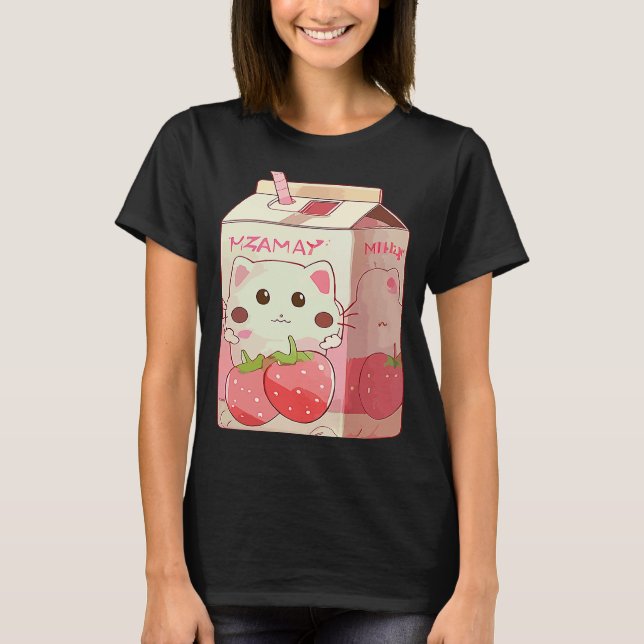 Strawberry Milkshake Cat  2 T-Shirt (Front)