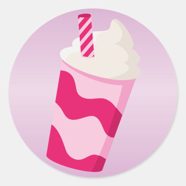 Strawberry Milkshake Classic Round Sticker (Front)
