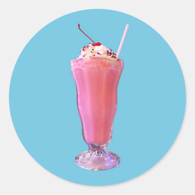 Strawberry Milkshake Classic Round Sticker (Front)