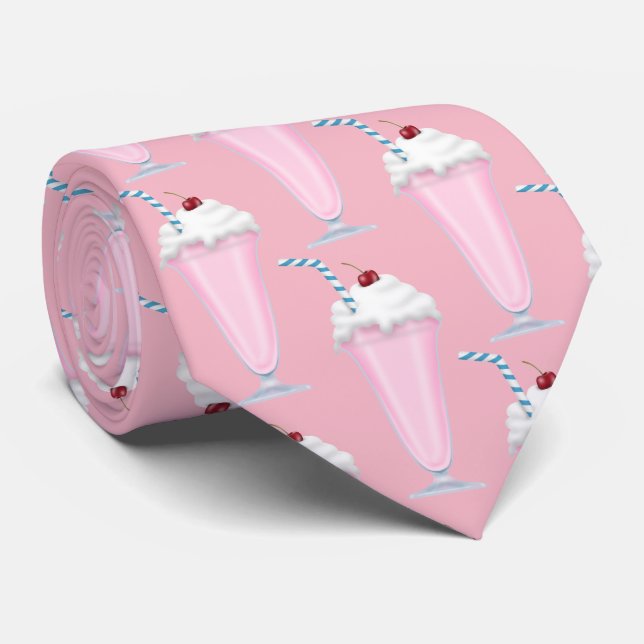 Strawberry milkshake ice cream shop fun tiled tie (Rolled)