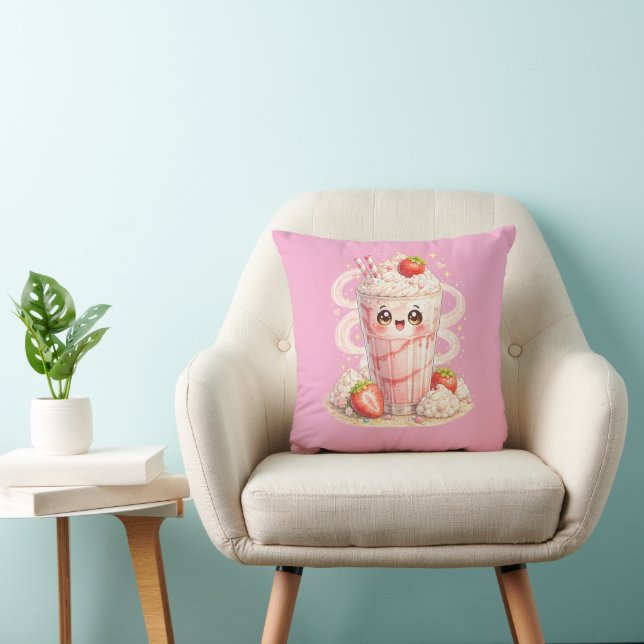 Strawberry Milkshake Kawaii Cushion Pillow (Chair)