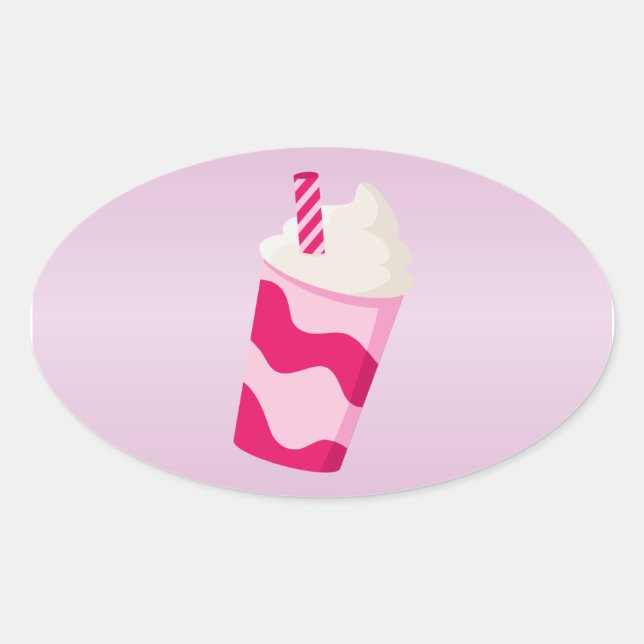 Strawberry Milkshake Oval Sticker (Front)