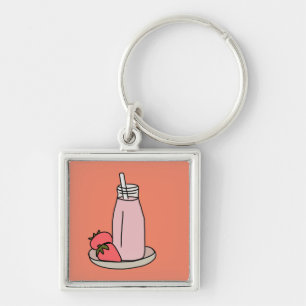 Strawberry Milkshake retro pink Key Ring