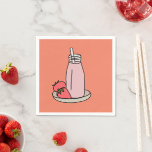 Strawberry Milkshake retro pink Napkin