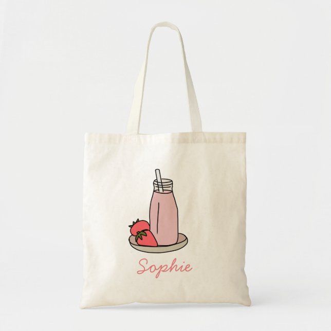Strawberry Milkshake retro pink Tote Bag (Front)