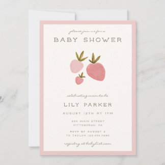 Strawberry Minimal Baby Shower Invitation