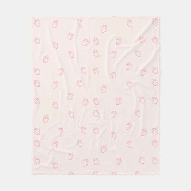 Strawberry Minimalism Fleece Blanket (Front)