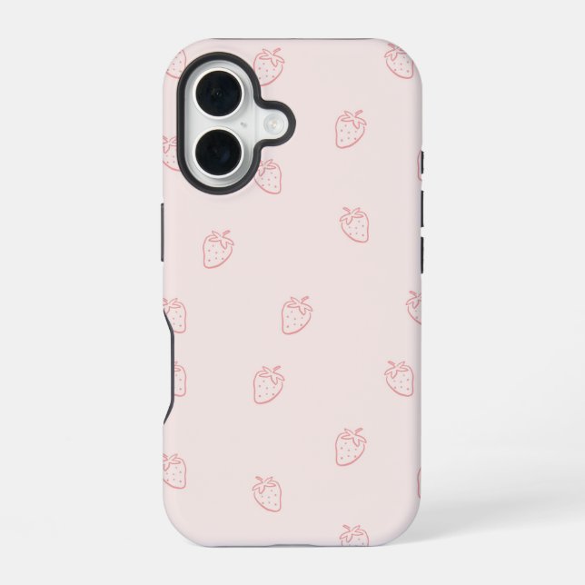 Strawberry Minimalism iPhone 16 Case (Back)