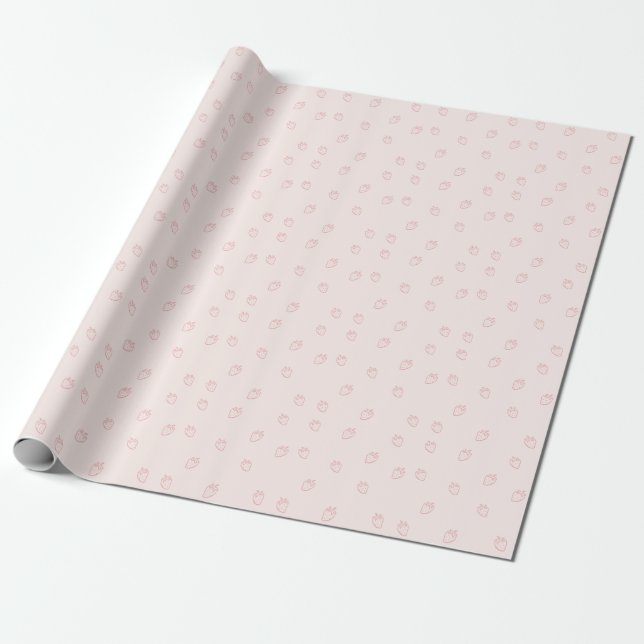 Strawberry Minimalism Wrapping Paper (Unrolled)