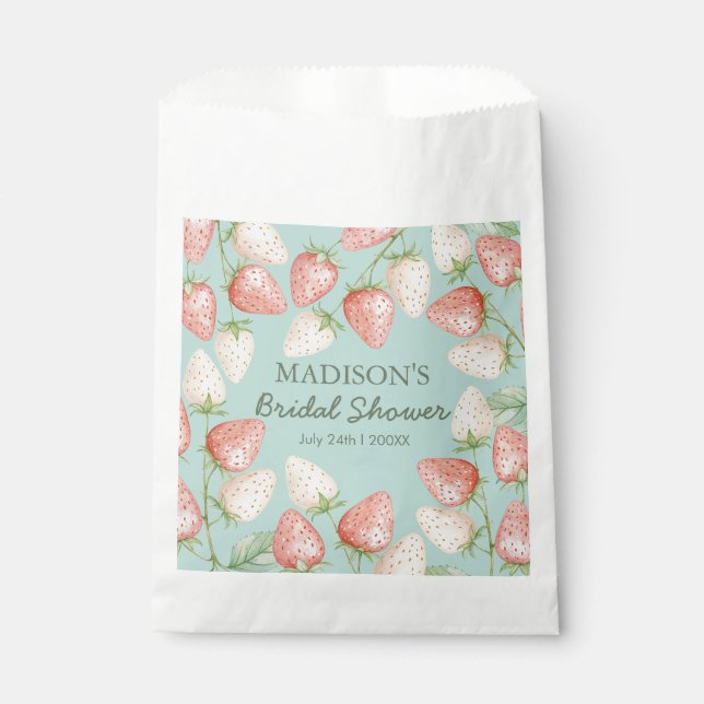 Strawberry Mint Green Garden Bridal Shower  Favour Bags (Front)