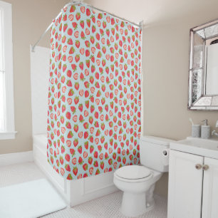 Strawberry mint shower curtain