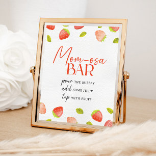 Strawberry Momosa Bar Berry Sweet Baby Shower Poster