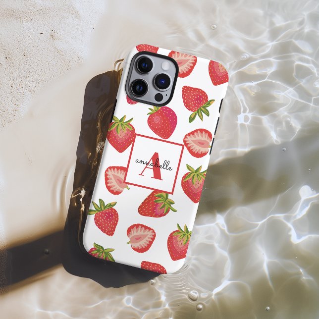 Strawberry Monogram Initial (Strawberry monogram personalized phone case)