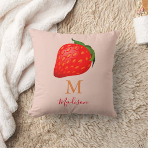 Strawberry Monogram Initial Cushion