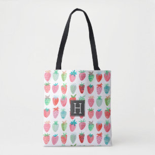 Strawberry Monogram Pattern   Tote bag