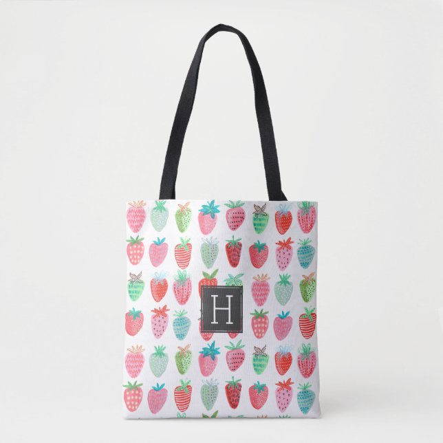 Strawberry Monogram Pattern | Tote bag (Front)