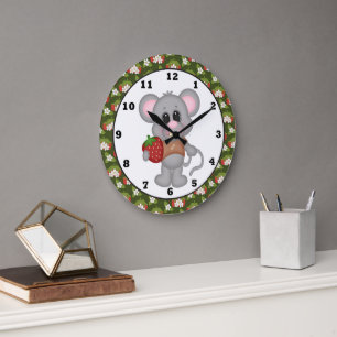 Strawberry Mouse Kitchen Cartoon Wall Clock